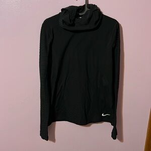 Nike Dri-fit Black Hooded Ribbed Sweatshirt